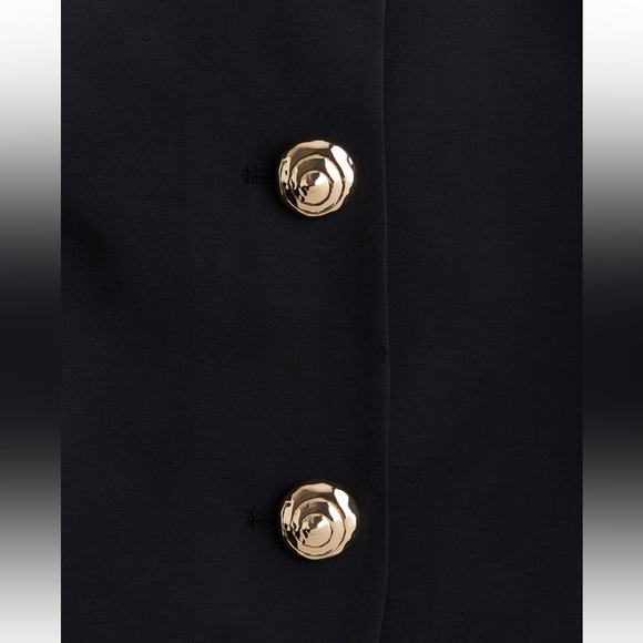 H&M NWT black puff sleeve gold button front blouse - Picture 2 of 6